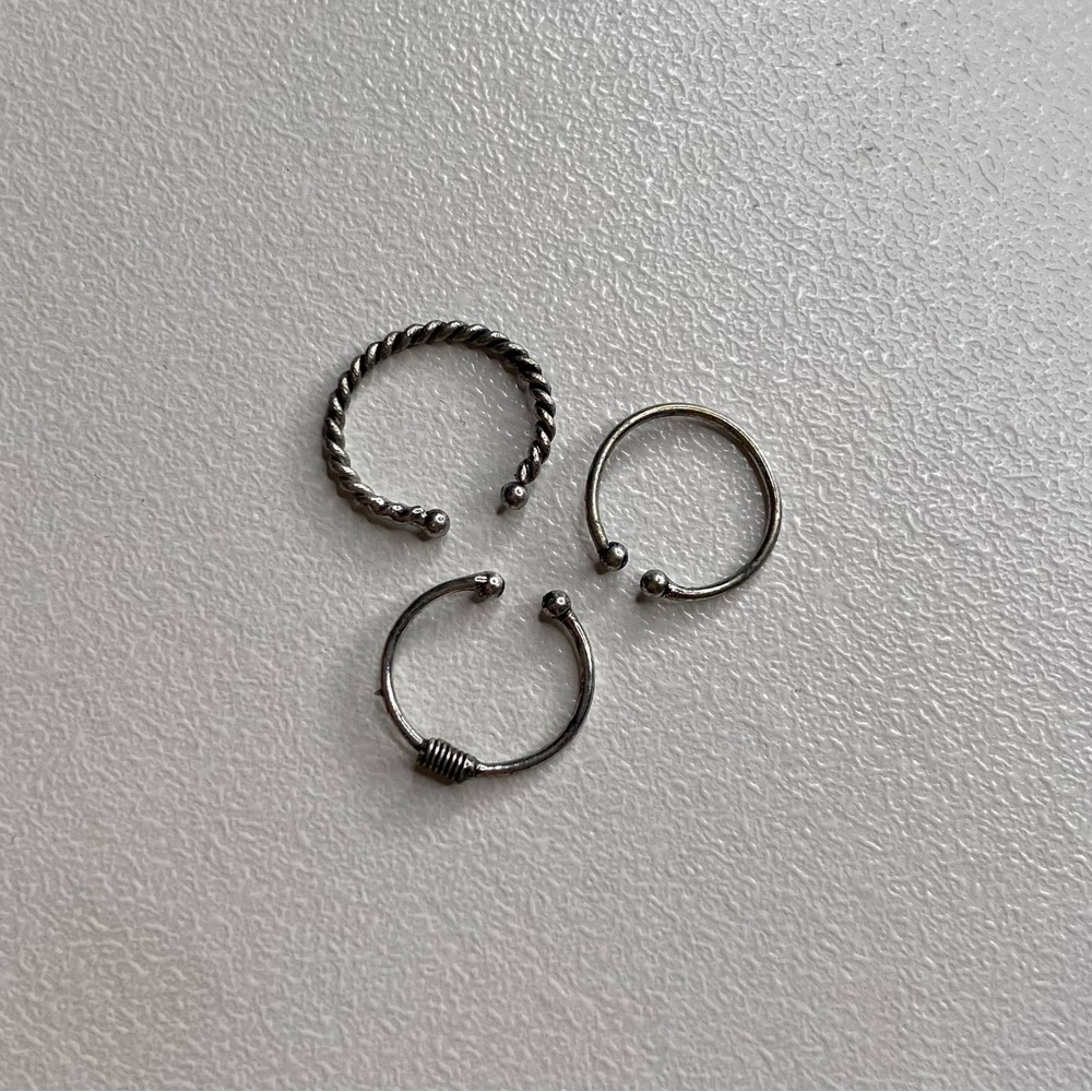 Icing | Silver Nose Ring Jewelry Accessory Edgy Streetwear, Set of 3